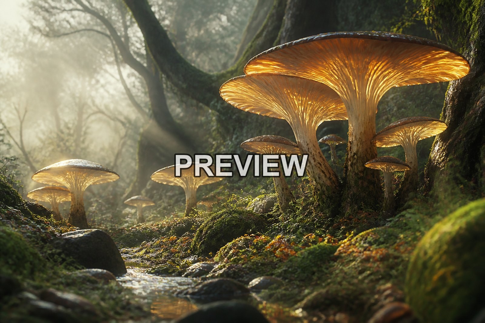 Fantasy Mushroom Worlds – 10 Desktop & Phone Wallpaper Bundle – preview 1