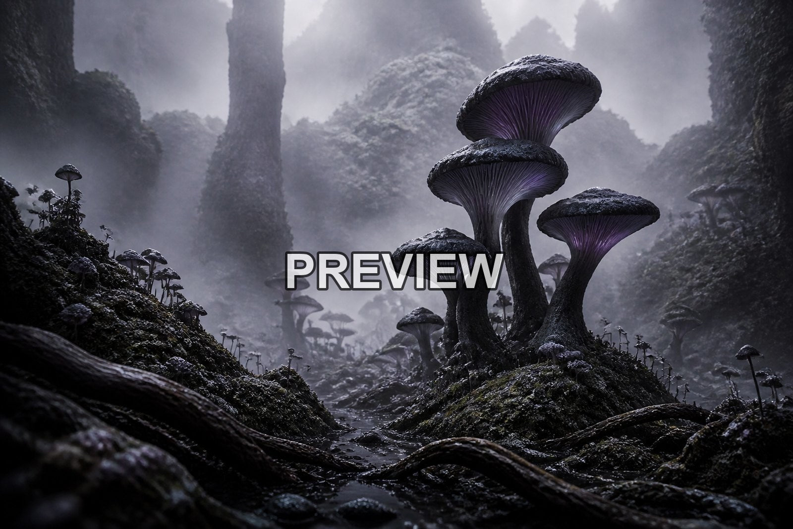 Fantasy Mushroom Worlds – 10 Desktop & Phone Wallpaper Bundle – preview 8