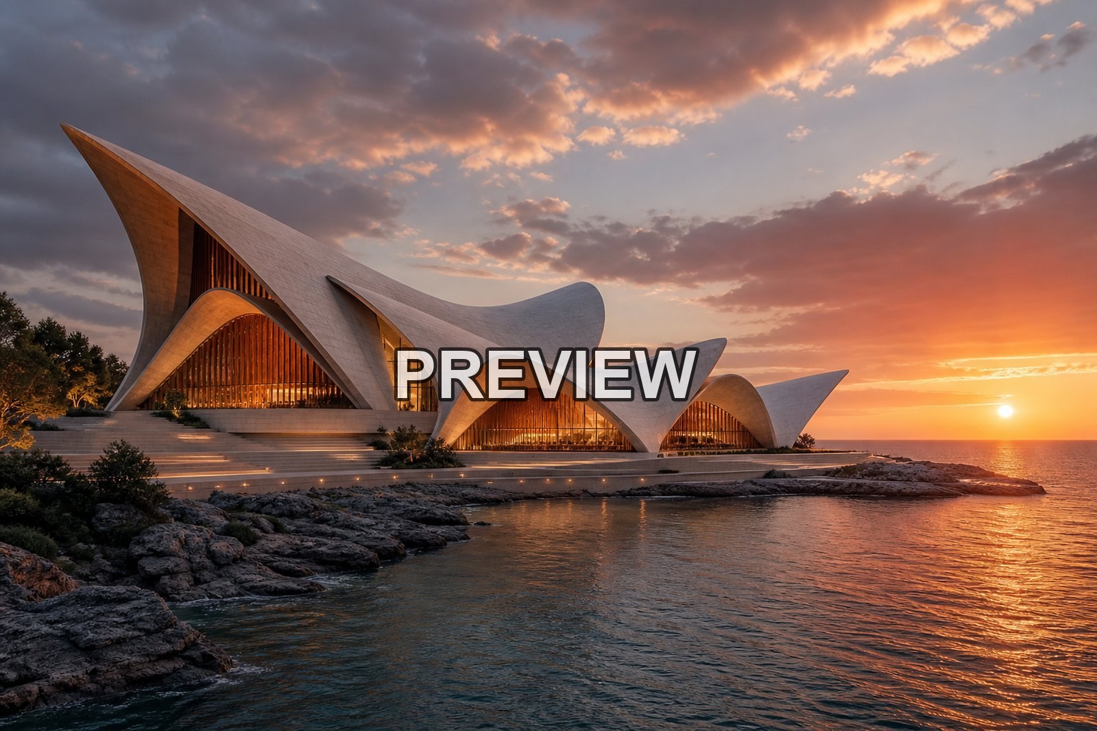 Futuristic Concert Halls – 10 Desktop & Phone Wallpaper Bundle – preview 1