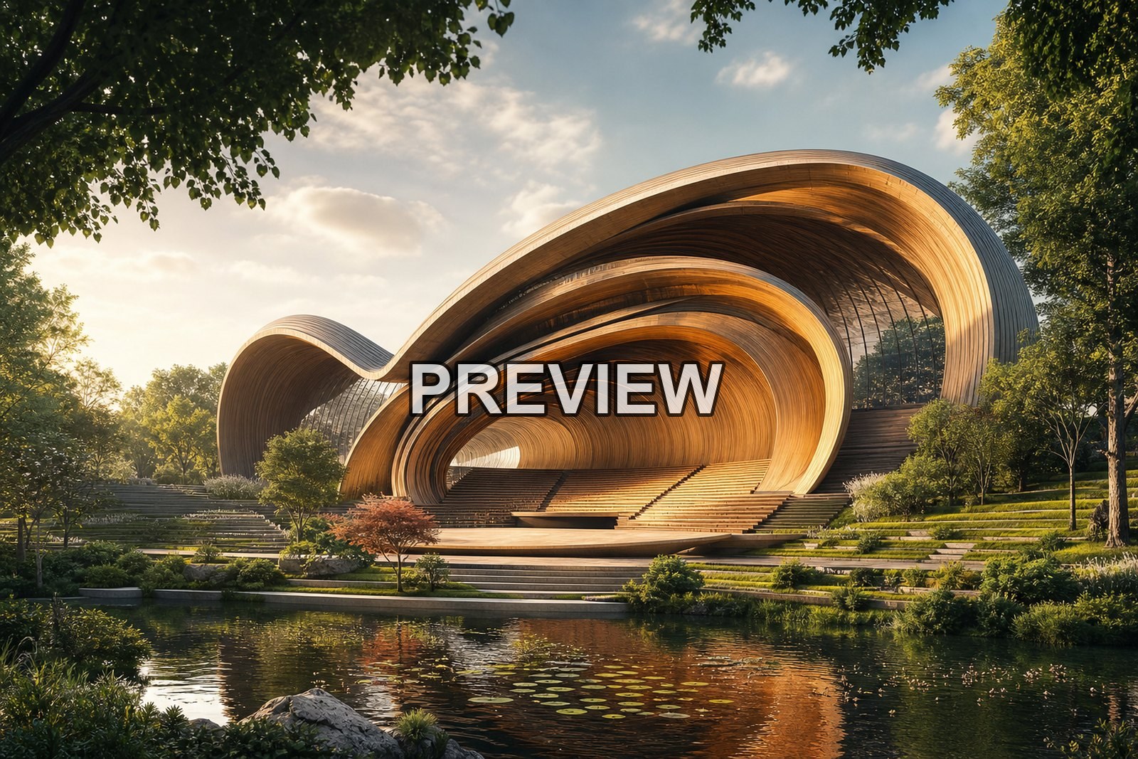 Futuristic Concert Halls – 10 Desktop & Phone Wallpaper Bundle – preview 2