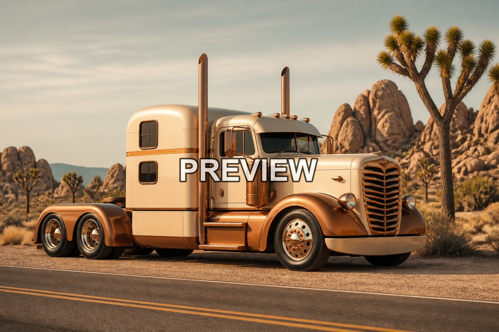 American Trucks on Desert Roads – 10 Desktop & Phone Wallpaper Bundle – preview 5