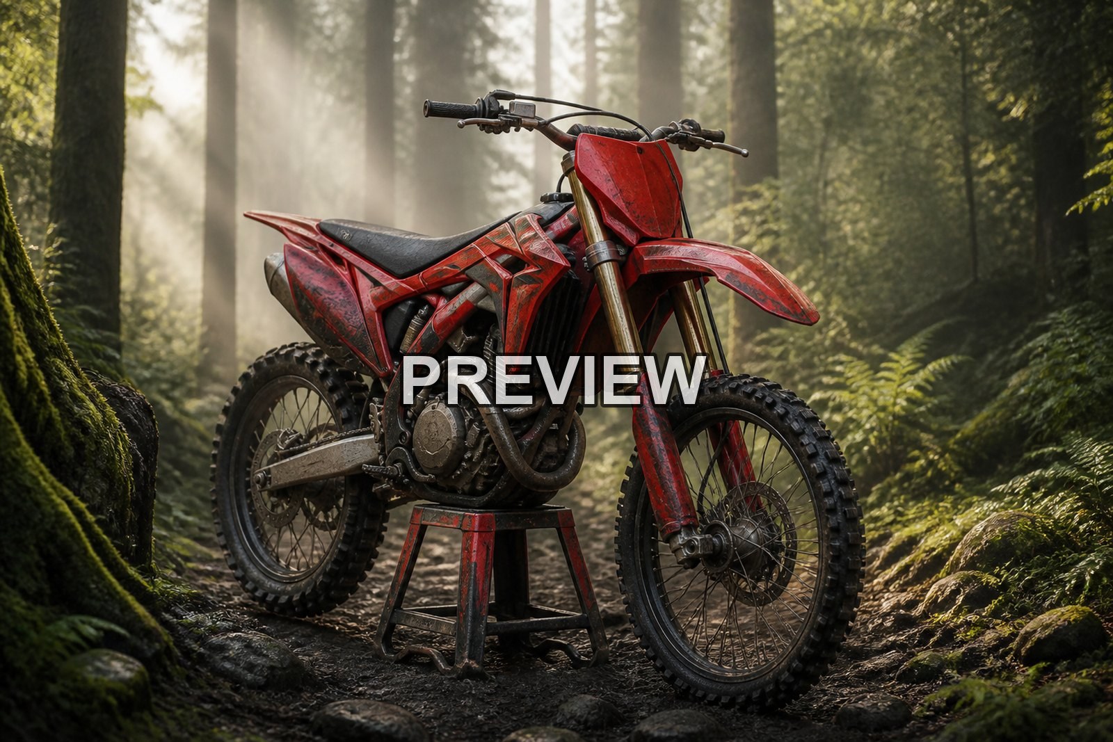 Motocross in the Forest – 10 Desktop & Phone Wallpaper Bundle – preview 1