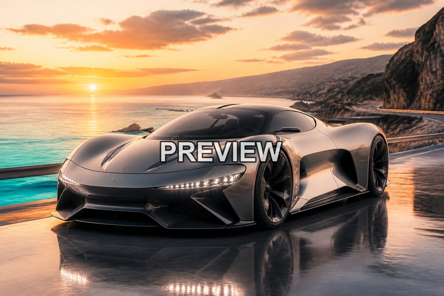 Supercars in a Futuristic City – 10 Desktop & Phone Wallpaper Bundle – preview 5